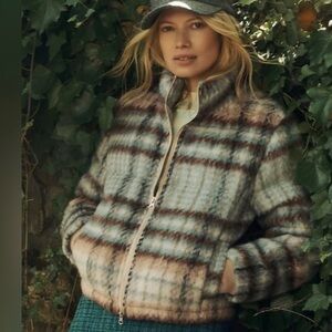New Anthropologie plaid jacket, sky, blue Plaid